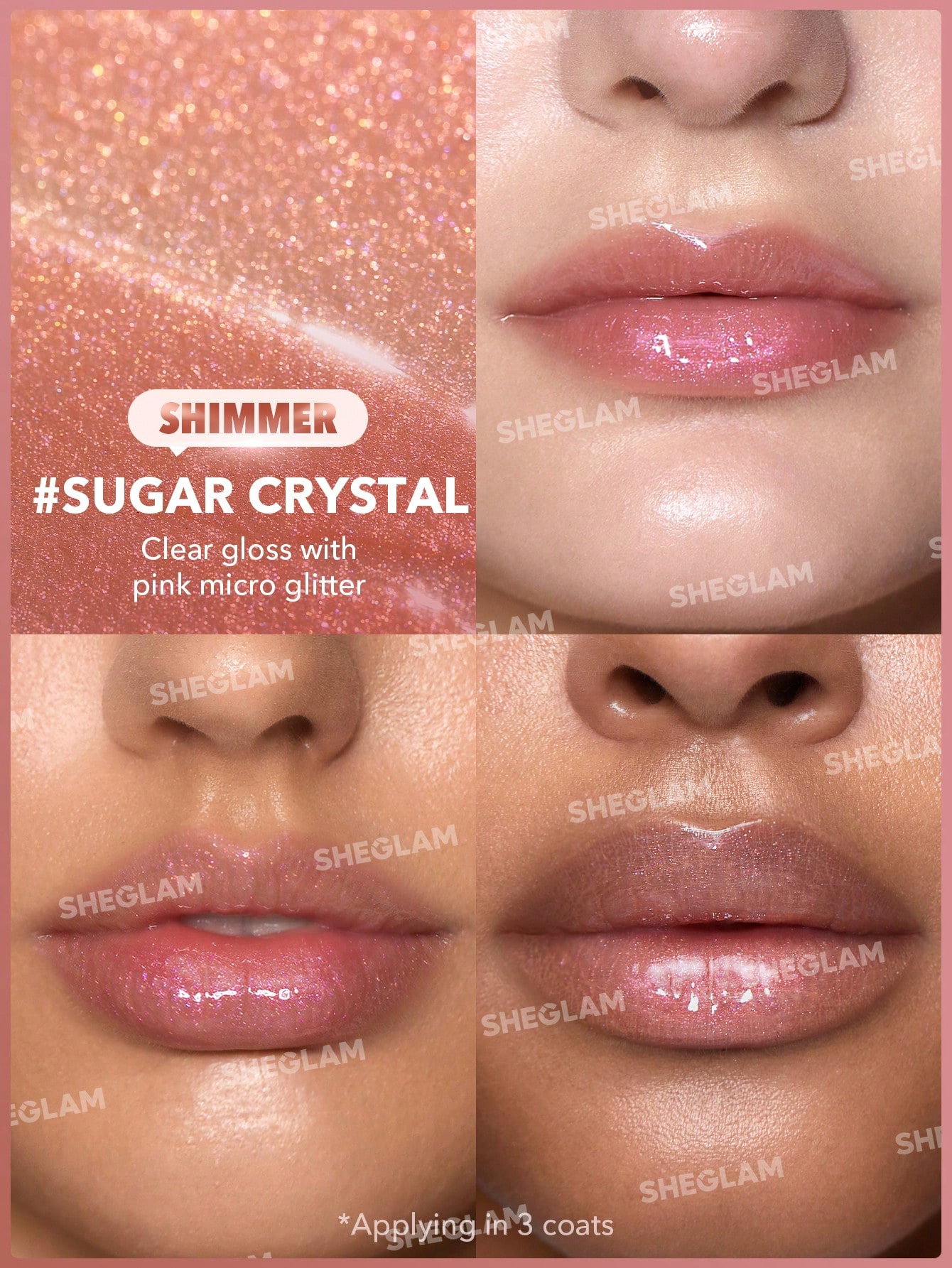 Блеск-плампер для губ Sheglam Pout-Perfect Shimmer Lip Plumper-Sugar Crystal оттенок Sugar Crystal