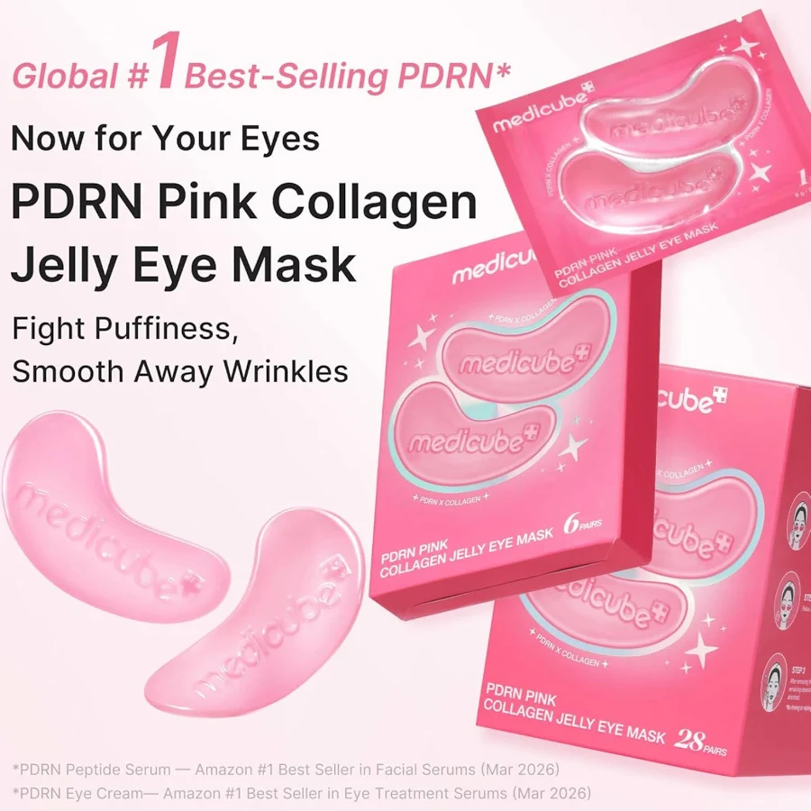 Патчи-желе против отеков и морщин, омолаживающие Medicube PDRN Pink Collagen Jelly EYE mask 1пара