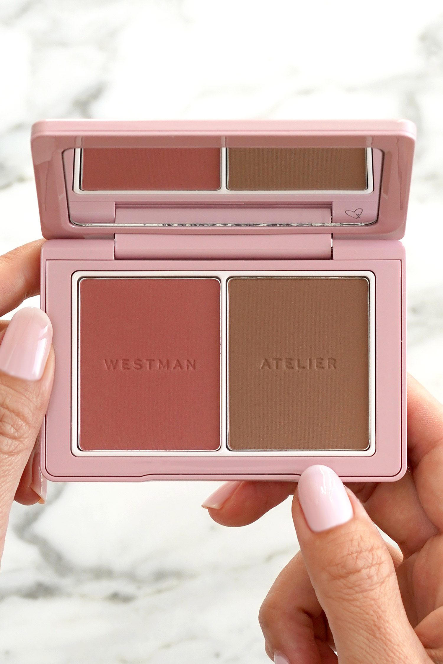 Палетка для лица румяна и скульптор Westman Atelier Baby Cheeks+Face Trace Sculpting Powder Duo оттенок Petal / Biscuit