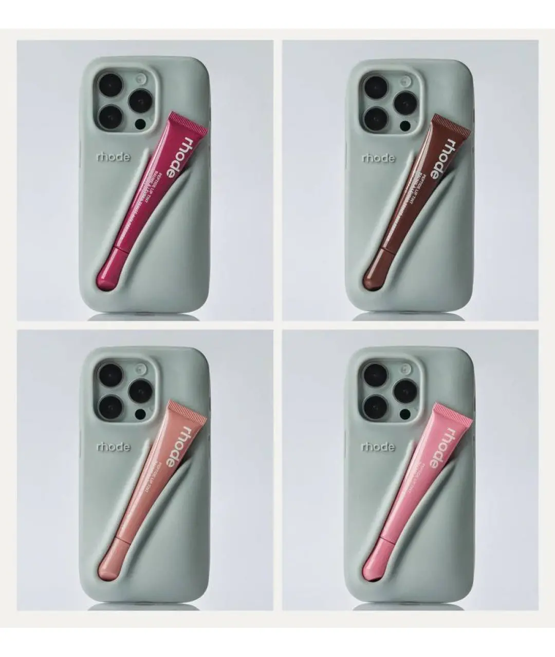 Чехол Rhode Lip Silicone Case Grey iPhone 15 pro max (без бальзама)