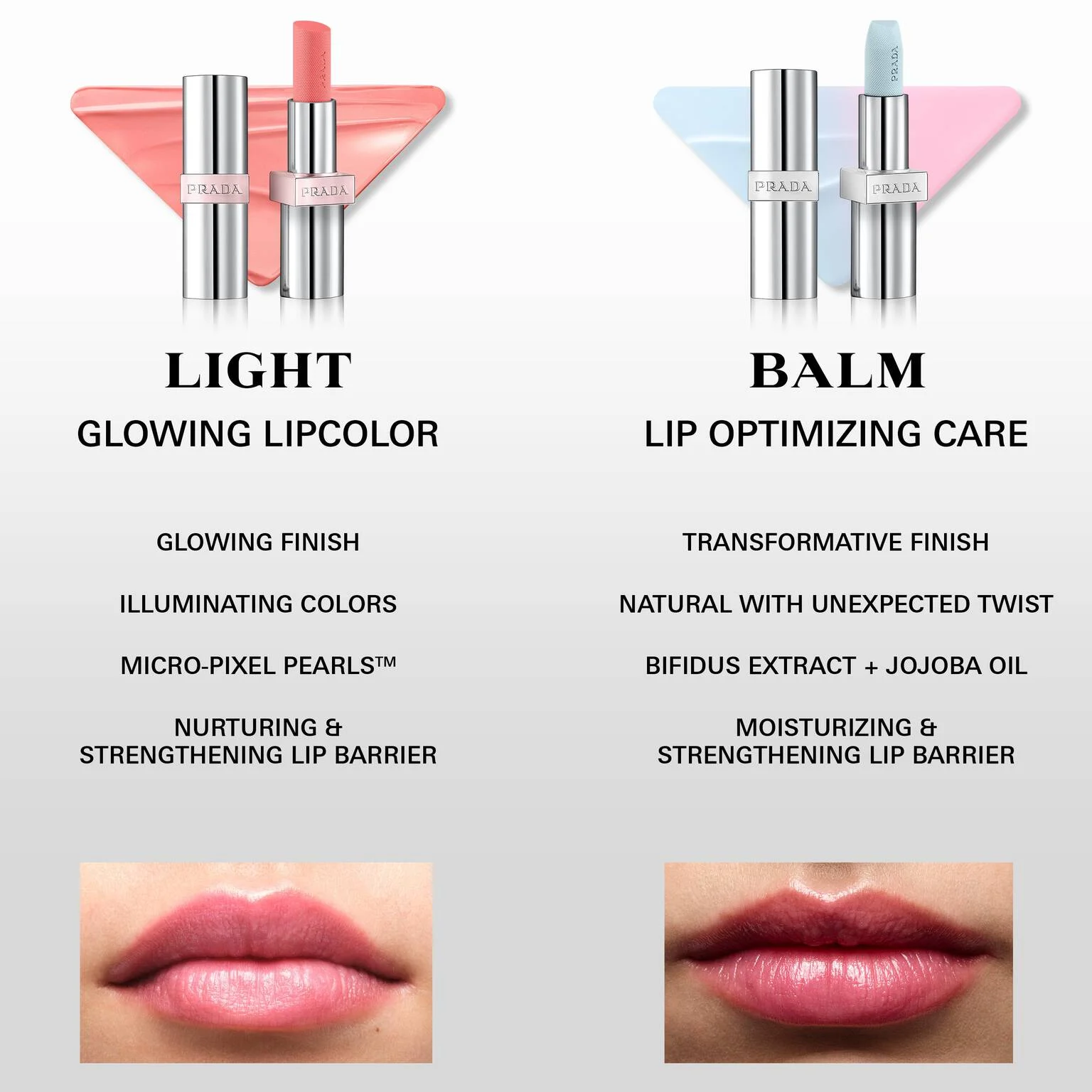 Помада бальзам для губ PRADA Light Glowing Lip Oil Stick оттенок U014 White прозрачный