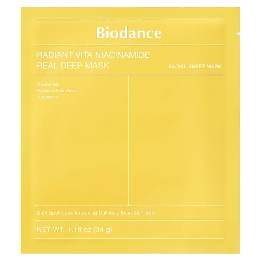 Гидрогелевая маска с ниацинамидом для сияния кожи Biodance Radiant Vita Niacinamide Real Deep Mask 1шт