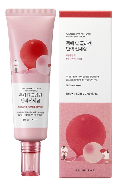 Солнцезащитная сыворотка Round Lab Camellia Deep Collagen Firming Sun Serum SPF50+ PA++++ 50ml