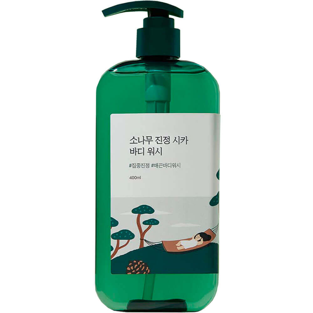 Успокаивающий гель для душа с экстрактами сосны и центеллы Round Lab Pine Calming Cica Body Wash 400ml