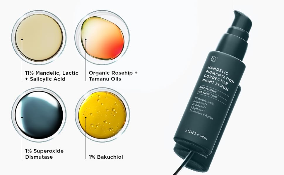 Ночная сыворотка с 11% кислот Allies Of Skin Mandelic Pigmentation Corrector Night Serum 30ml