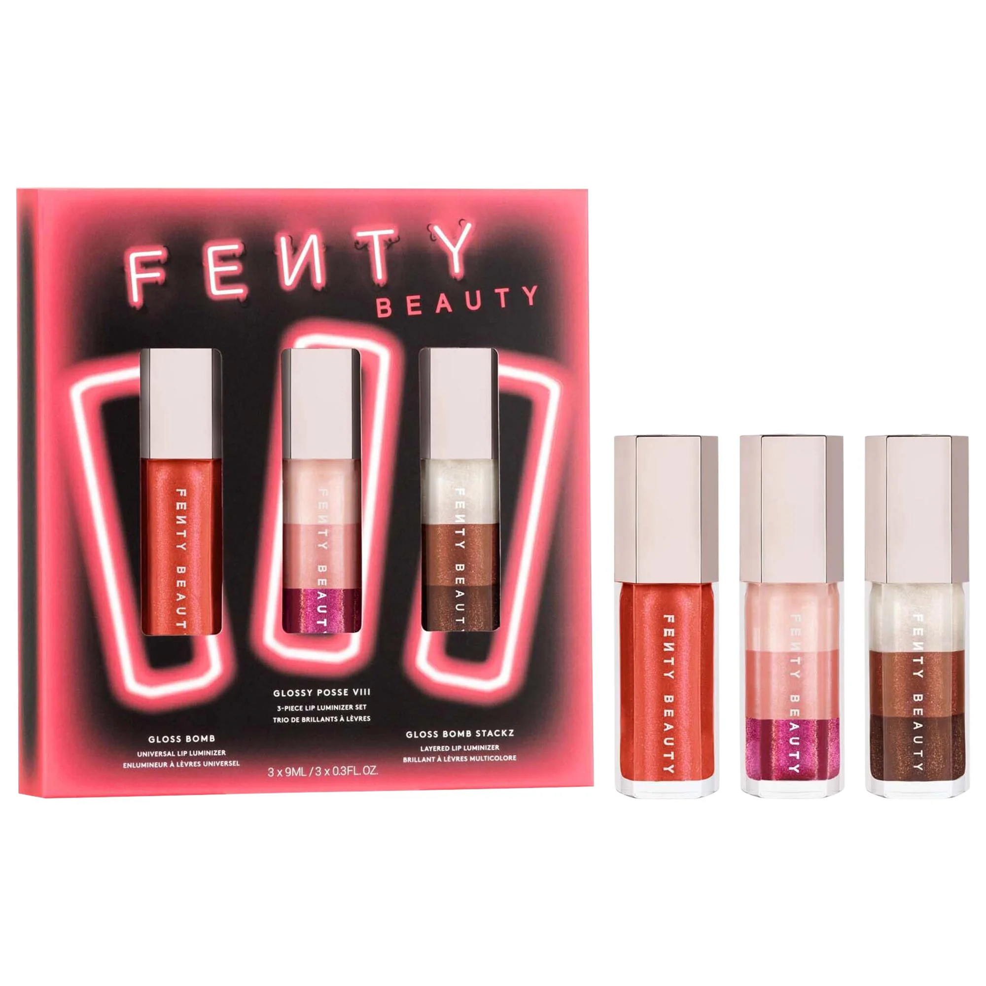Подарочный набор блесков для губ FENTY BEAUTY Glossy Posse VIII 3-Piece Lip Luminizer Set