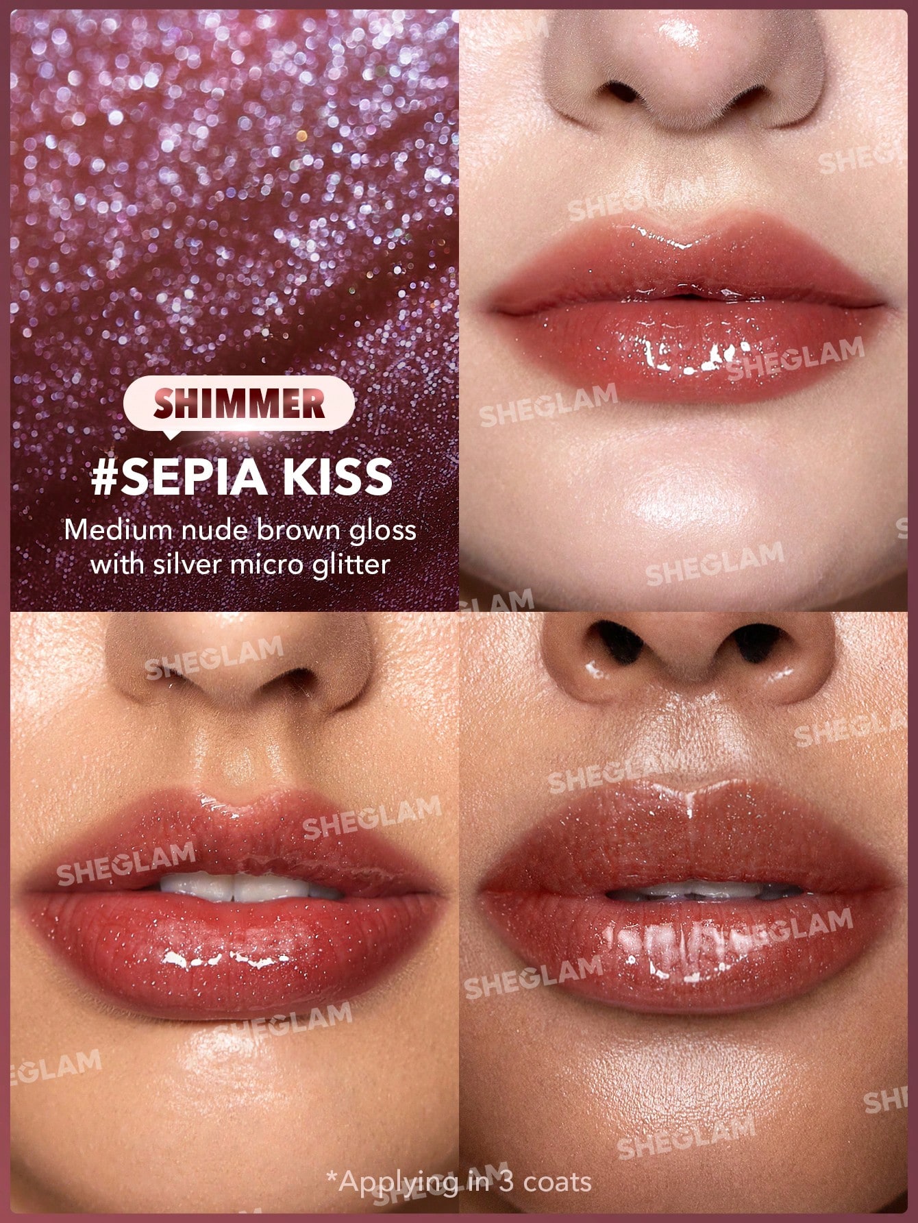 Блеск-плампер для губ Sheglam Pout-Perfect Shimmer Lip Plumper-Sugar Crystal оттенок Sepia Kiss