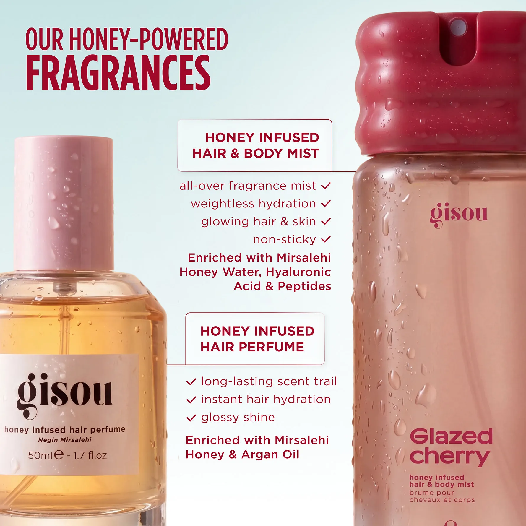 Парфюм-дымка для волос и тела GISOU Honey Infused Hair Body Mist Glazed Cherry 100ml
