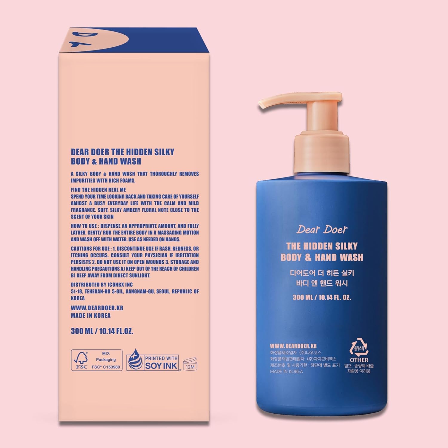 Гель для душа с ароматом амбры и жасмина The Hidden Silky Body & Hand Wash 300ml