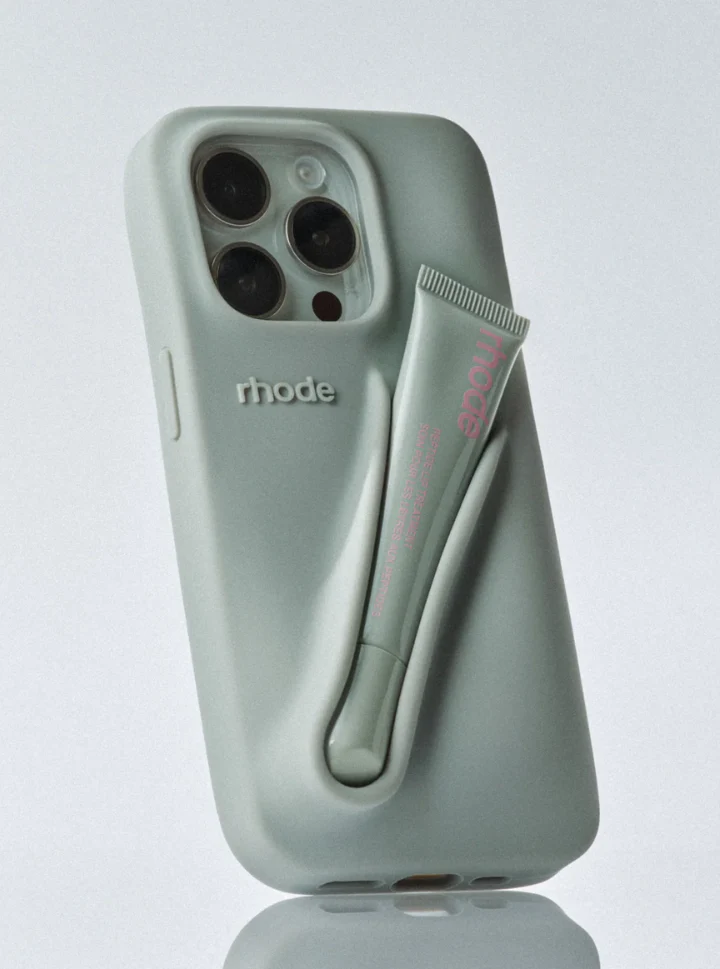 Чехол Rhode Lip Silicone Case Grey iPhone 15 pro max (без бальзама)