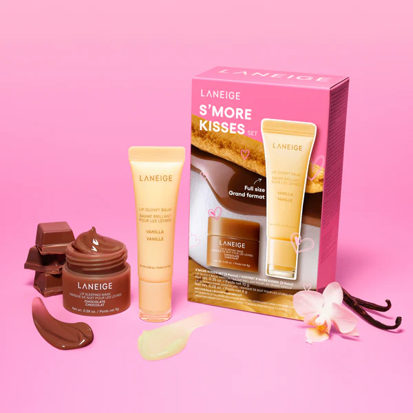 Лимитированный набор бальзам и маска для губ Laneige S'more Kisses Set аромат Vanilla & Chocolate