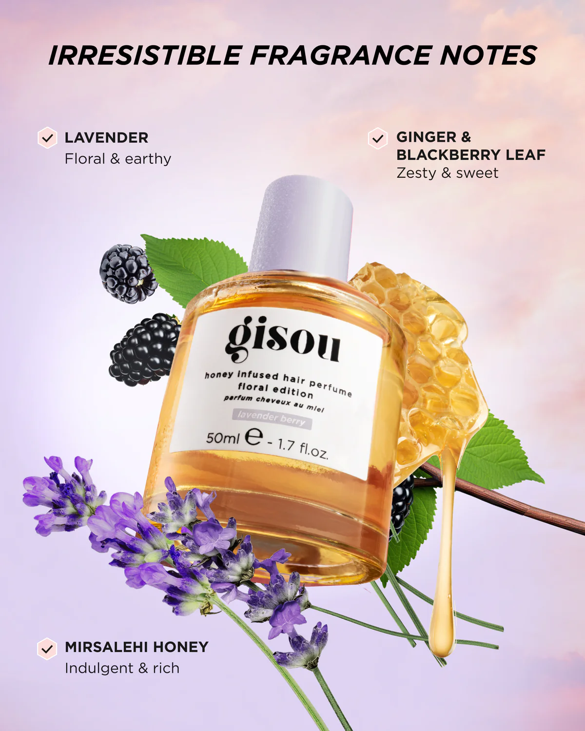 Парфюм-дымка для волос GISOU Honey Infused Hair Perfume аромат Lavender Berry 50мл