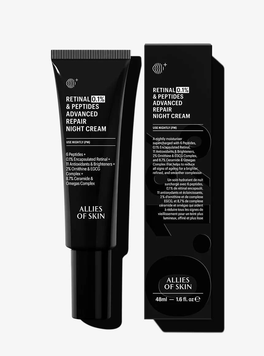 Усиленный ночной восстанавливающий пептидный крем с 0,1% ретиналем Allies Of Skin Retinal & Peptides Advanced Repair Night Cream 48ml