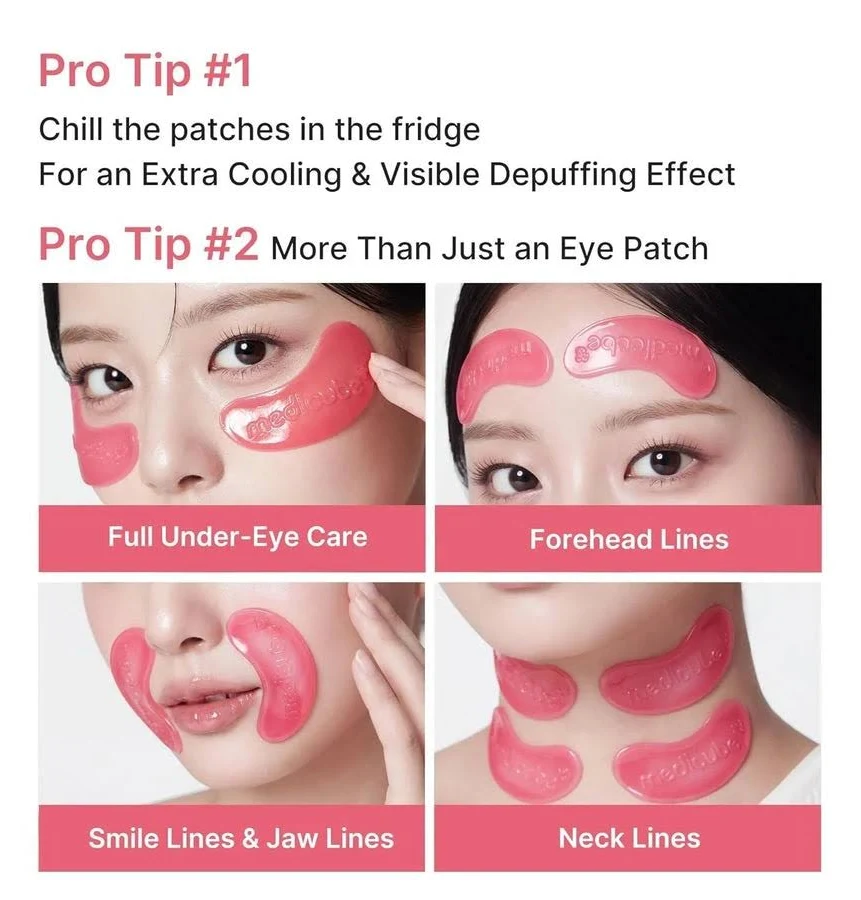 Патчи-желе против отеков и морщин, омолаживающие Medicube PDRN Pink Collagen Jelly EYE mask 1пара