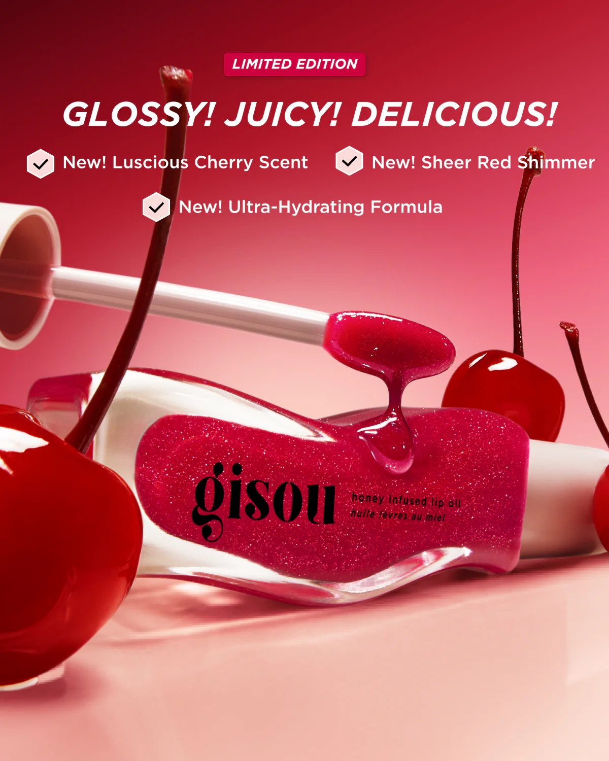Масло для губ Gisou Honey Infused Lip Oil Cherry on the Cake 8мл