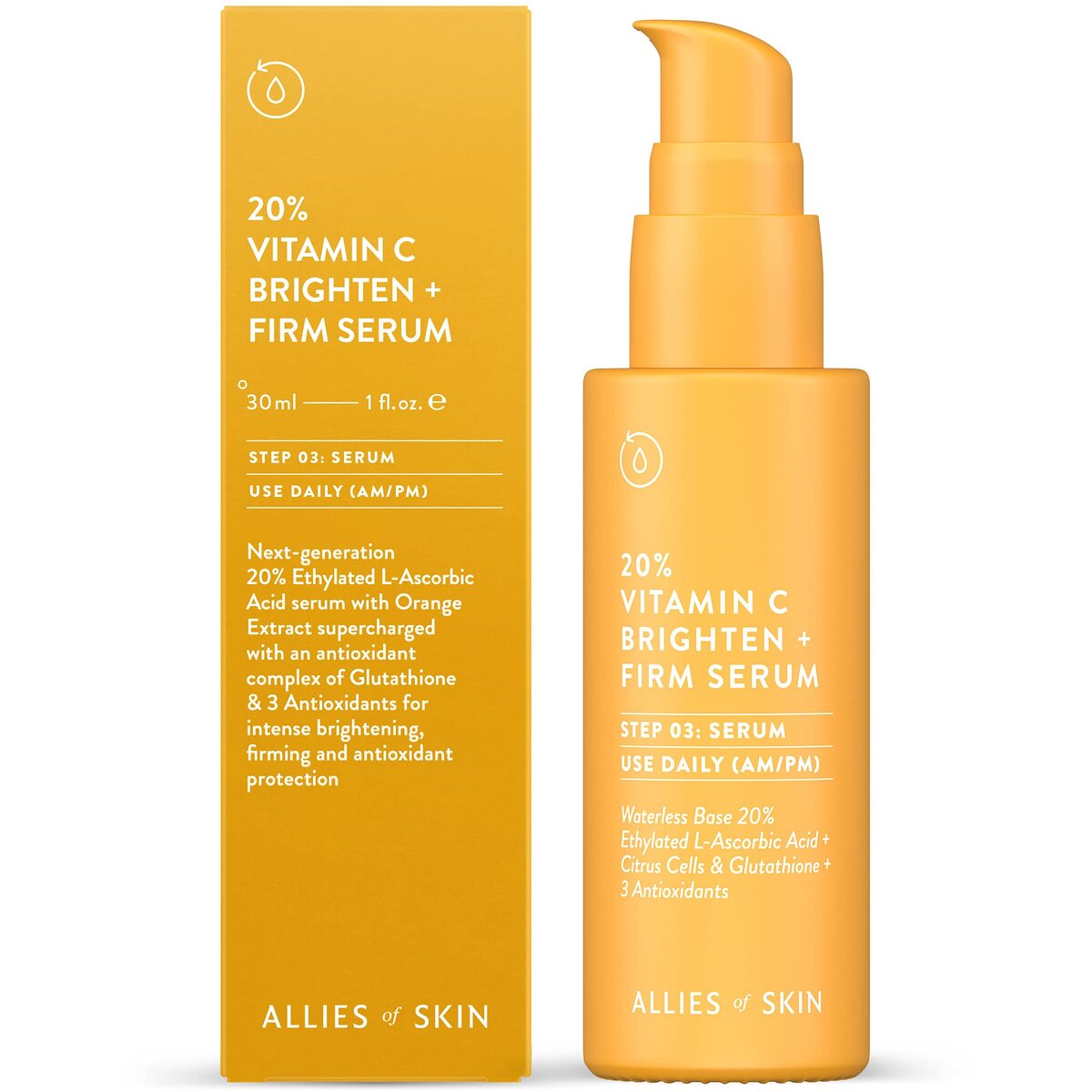 Антиоксидантная сыворотка с 20% витамина C Allies Of Skin 20% Vitamin C Brighten + Firm Serum