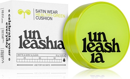 Стойкий тональный кушон с сатиновым финишем Unleashia Healthy Green Cushion SPF30 PA++ 23W