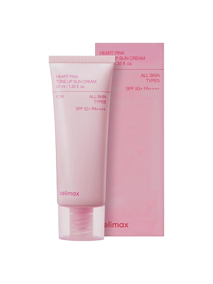 Солнцезащитный крем с эффектом выравнивания тона кожи с ниацинамидом Celimax Heart Pink Tone Up Sun Cream SPF50+ PA++++ 40мл