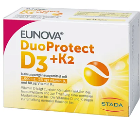 Витамин D3+К2 1000 I.E./80 µg EUNOVA DuoProtect 90 капс.