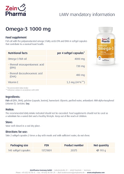 Омега-3 Zein Pharma Omega 3 1000Mg 140капс