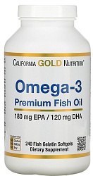 Омега 3 California Gold Nutrition Omega-3 Premium Fish Oil 240 капсул
