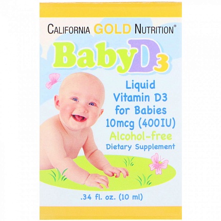 Жидкий витамин D3 для детей California Gold Nutrition Vitamin D3 Liquid For Babies 10мл